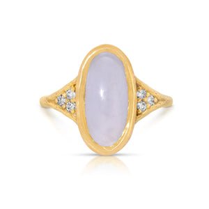 Blue Chalcedony Diamond Venetian Ring, 18k gold Blue Chalcedony Diamond Venetian Ring, 18k gold