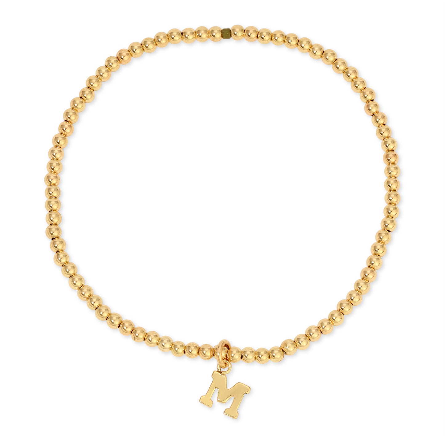 Initial Gold Ball Stretchy Bracelet
