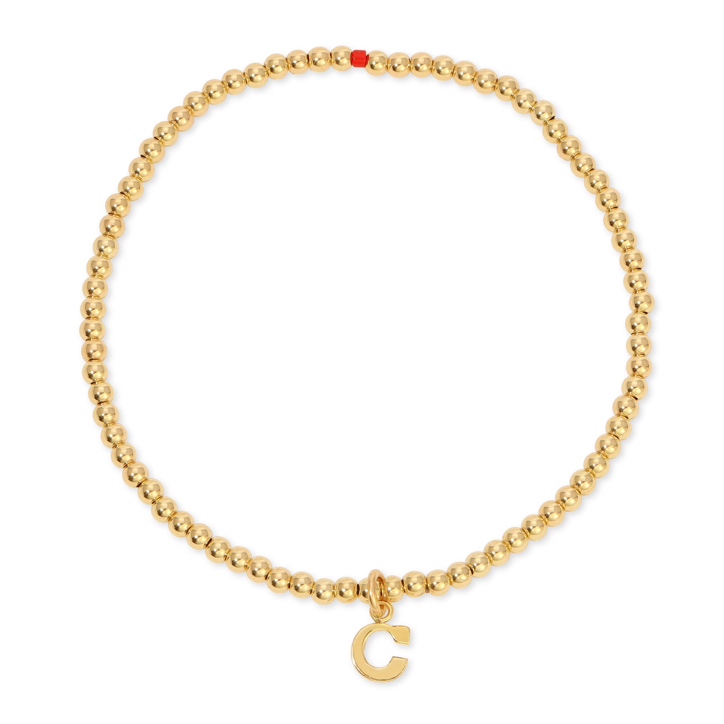 Initial Gold Ball Stretchy Bracelet