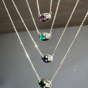 Neptune Oval, Emerald x Diamond Necklace Neptune Oval, Emerald x Diamond Necklace