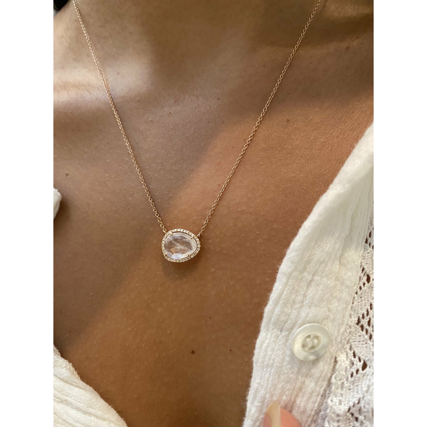 MOONSTONE AND DIAMOND NECKLACE - Danielle Morgan