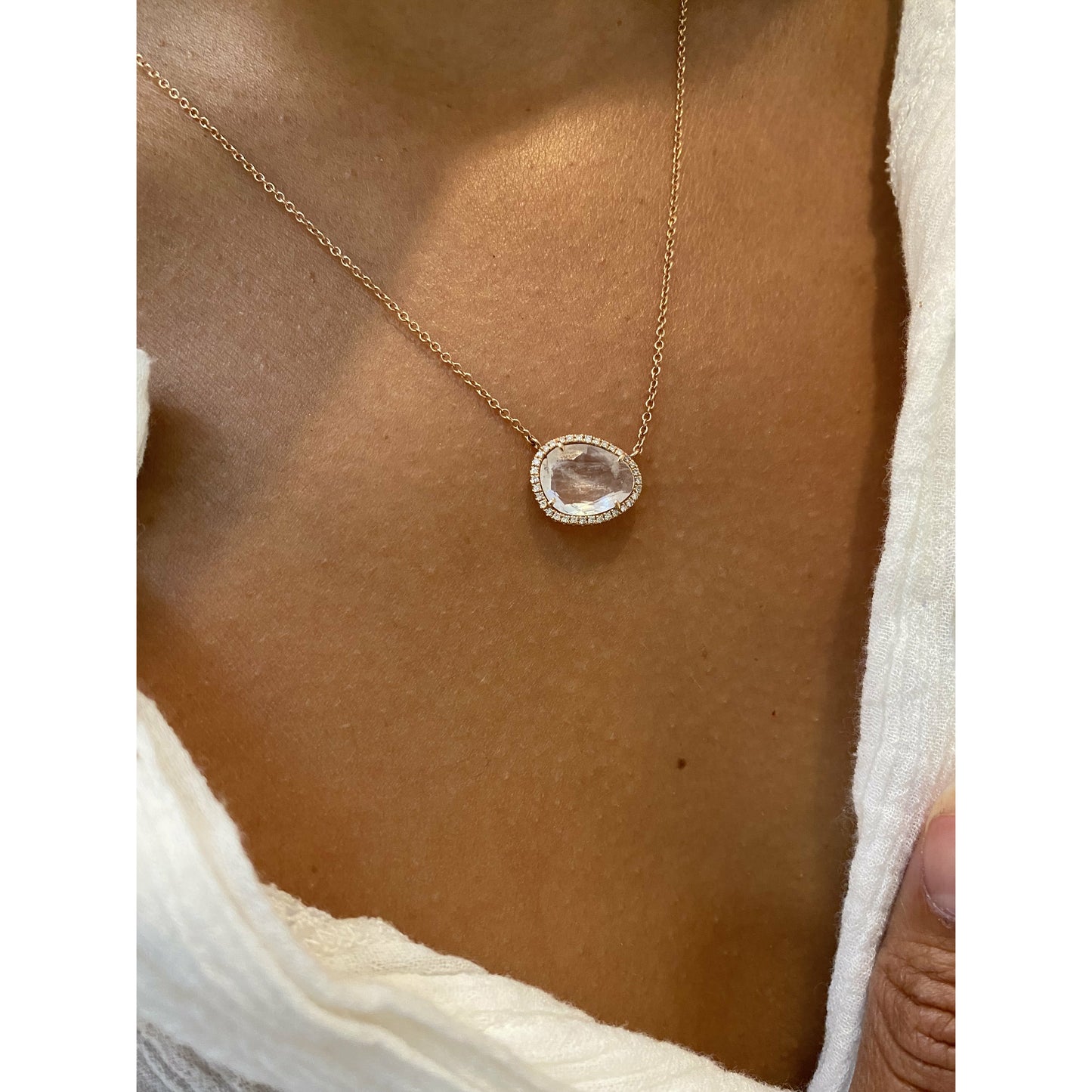 MOONSTONE AND DIAMOND NECKLACE - Danielle Morgan