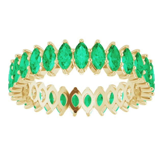 EMERALD MARQUISE CUT 10K YELLOW ETERNITY BAND - Danielle Morgan