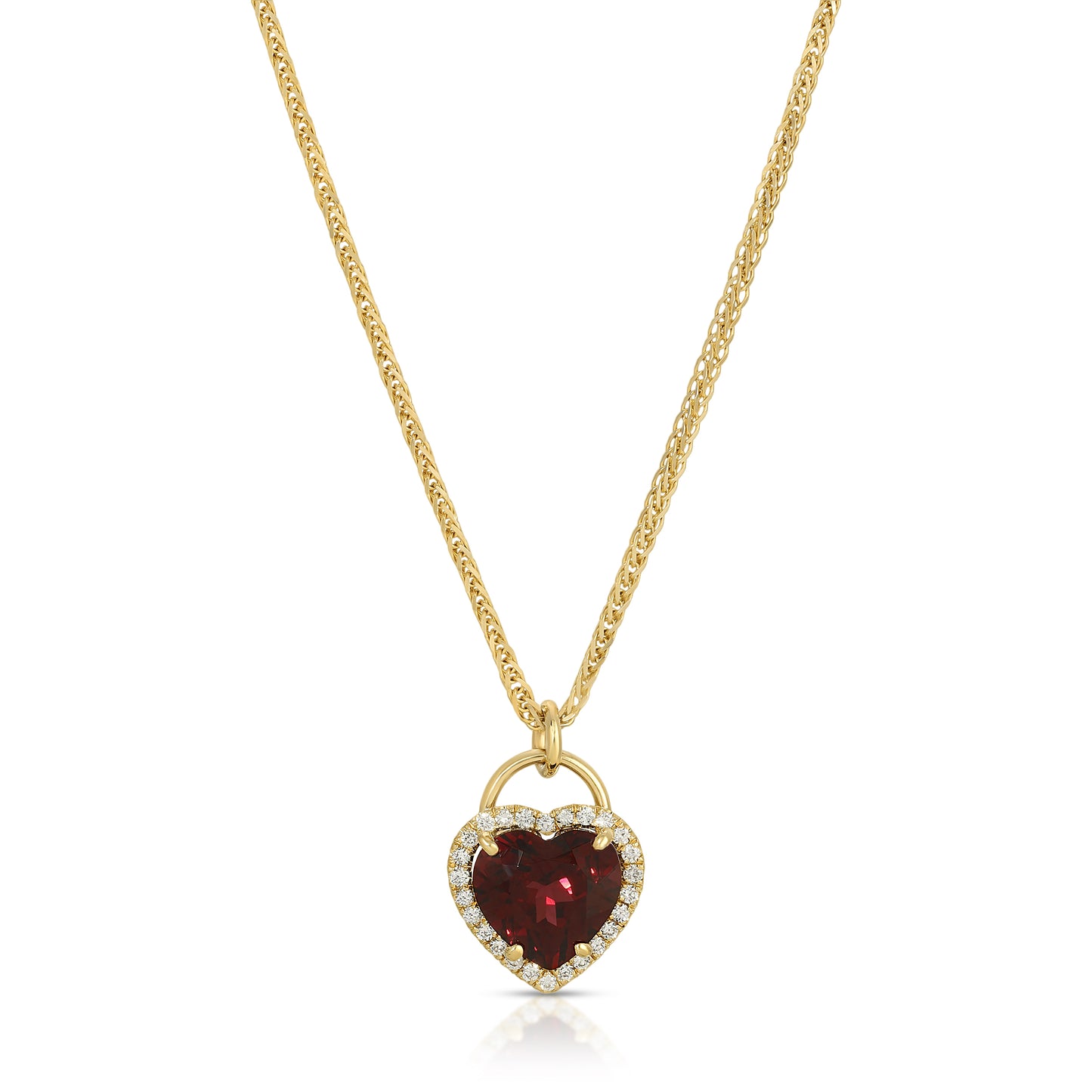 FIRE RED GARNET & DIAMOND HEART NECKLACE - Danielle Morgan