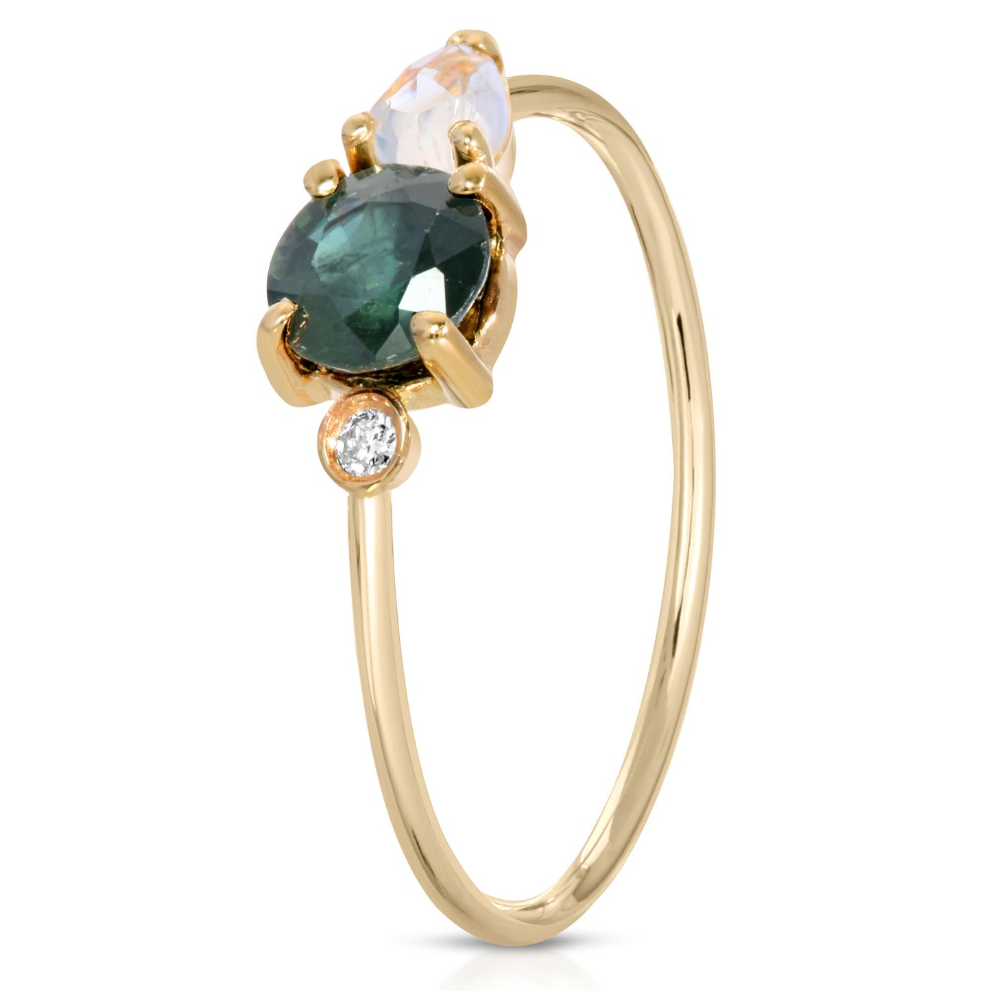 CEYLON SAPPHIRE, MOONSTONE & DIAMOND RING - Danielle Morgan