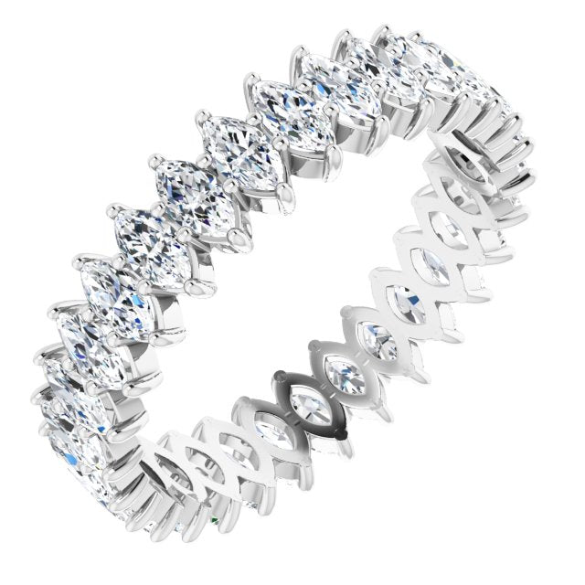 MOISSANITE MARQUISE CUT 10K WHITE ETERNITY BAND - Danielle Morgan