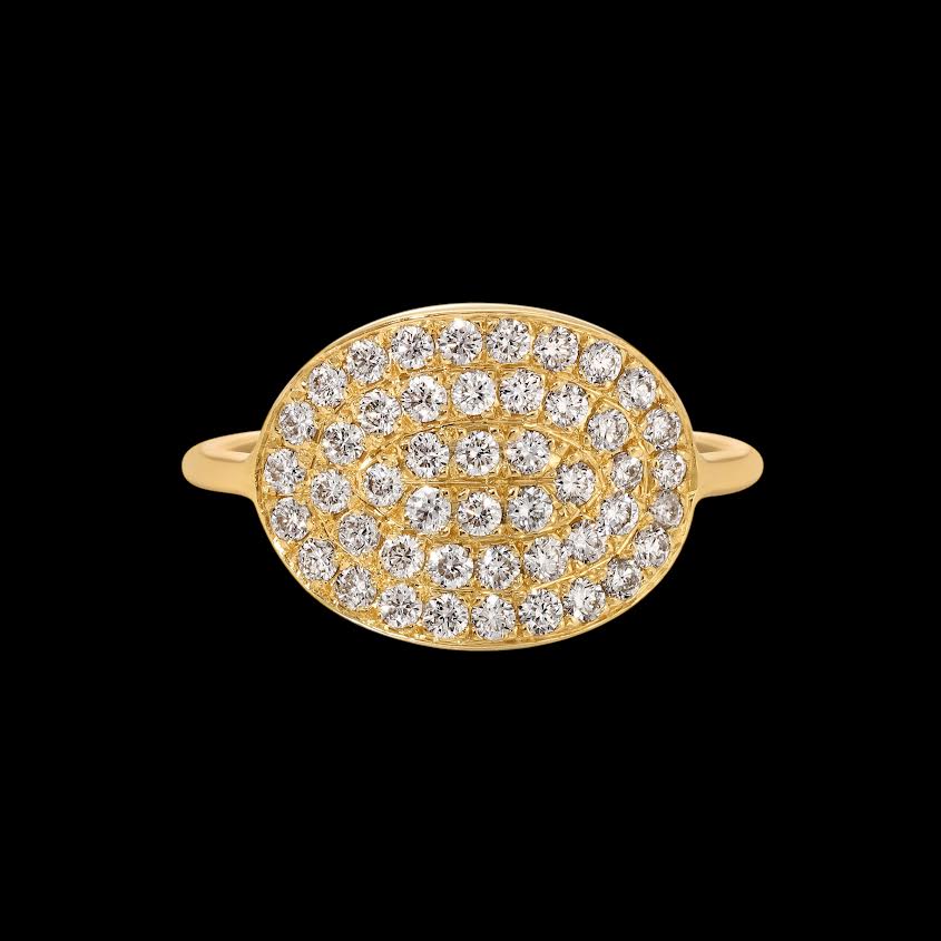 White Diamond Cuff Ring, 18k gold