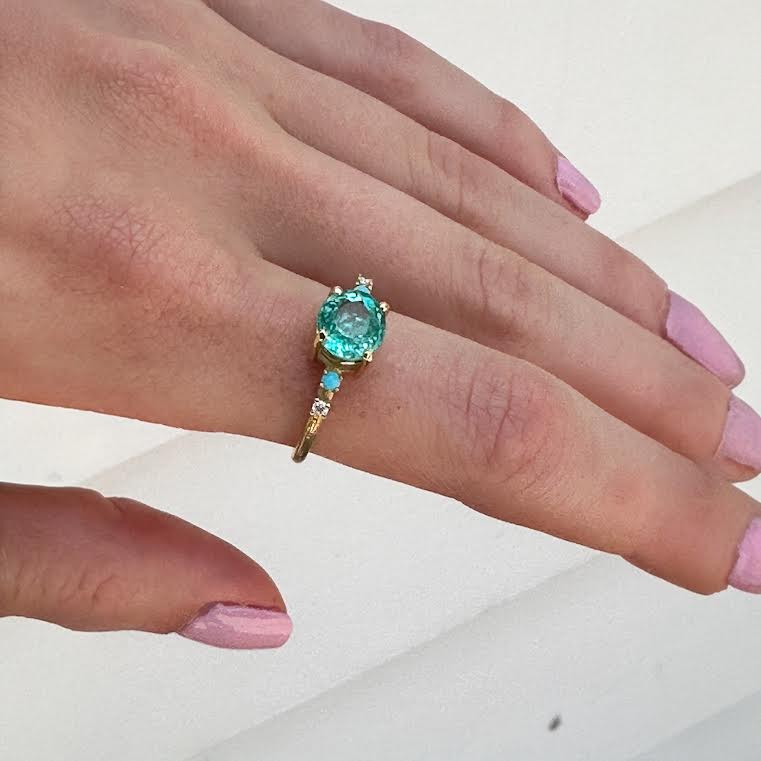 Apatite,Turquoise & Diamond Ring, 18k