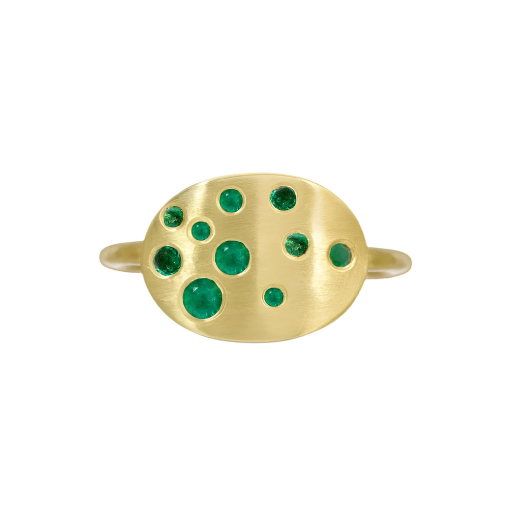 Emerald Cuff Ring, 18k Gold