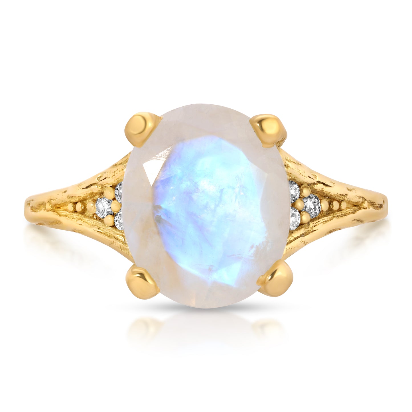 Moonstone Diamond Venetian Ring, 18k gold