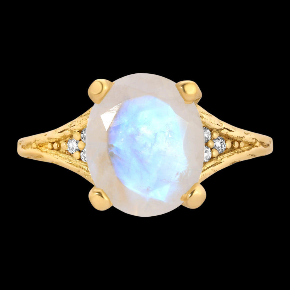 Moonstone Diamond Venetian Ring