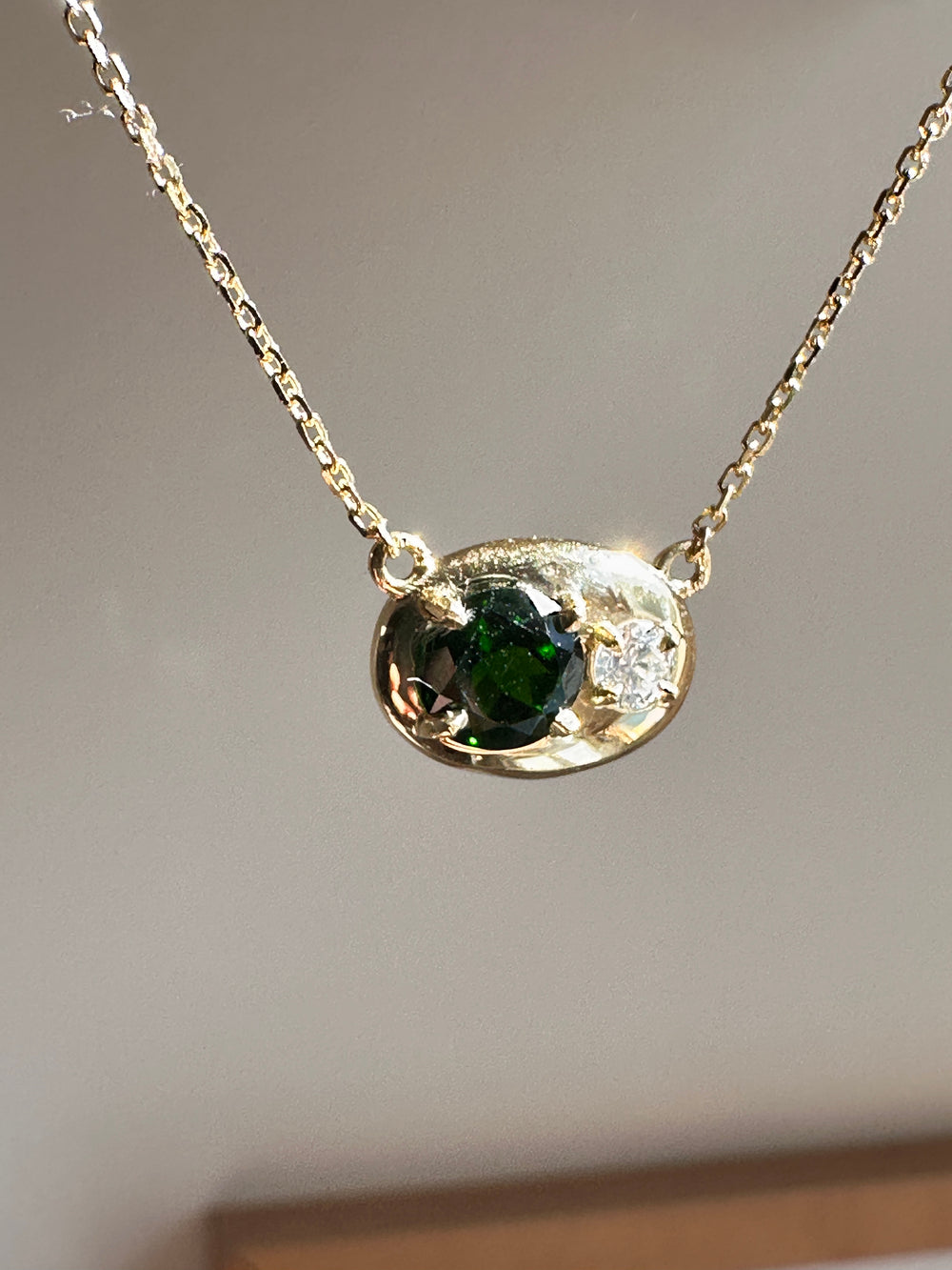 Dark Green Tourmaline, Oval Neptune Necklace