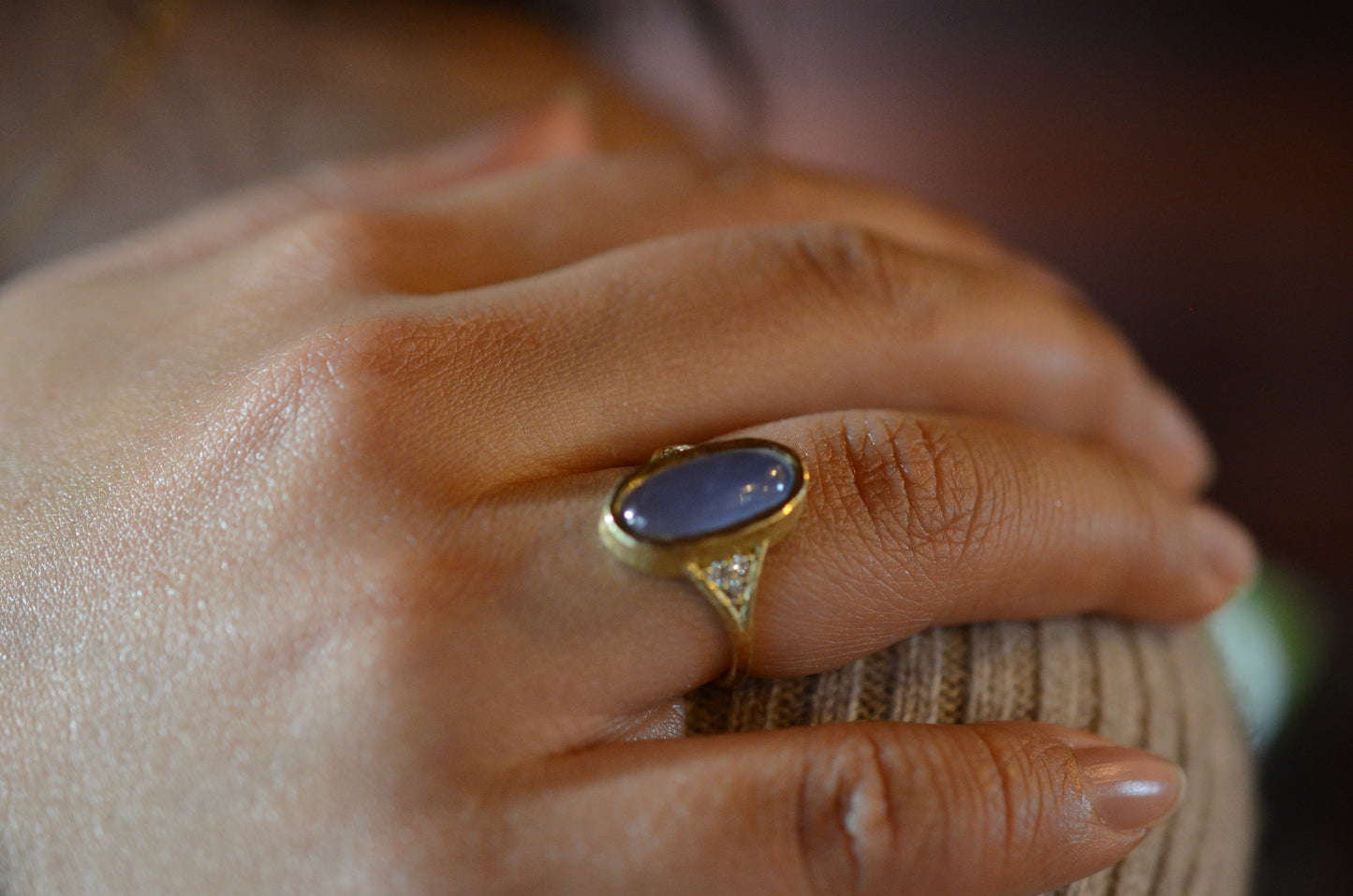 Blue Chalcedony Venetian Ring