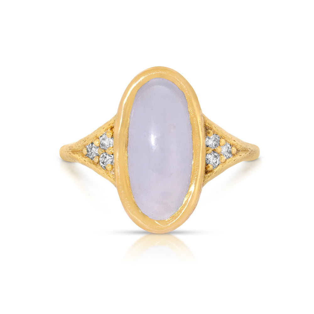 Blue Chalcedony Diamond Venetian Ring, 18k gold