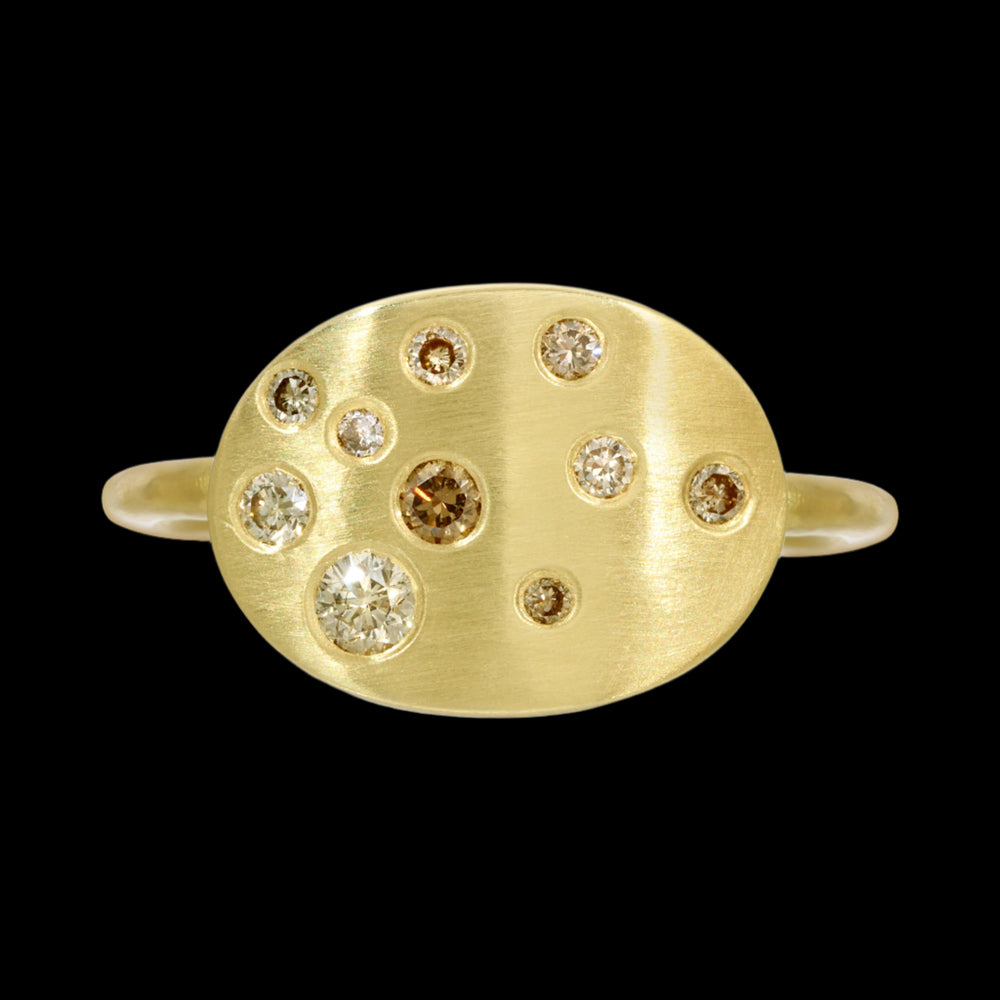 Champagne Diamonds Cuff Ring, 18k gold