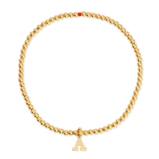 Initial Gold Ball Stretchy Bracelet