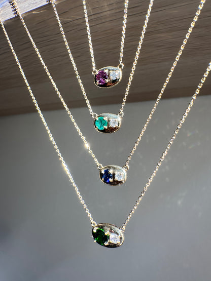 Neptune Oval, Emerald x Diamond Necklace