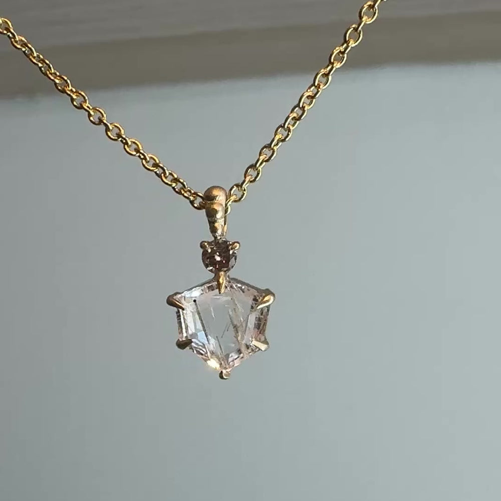 Golden Rutilated Quartz, Champagne Diamond, 18k