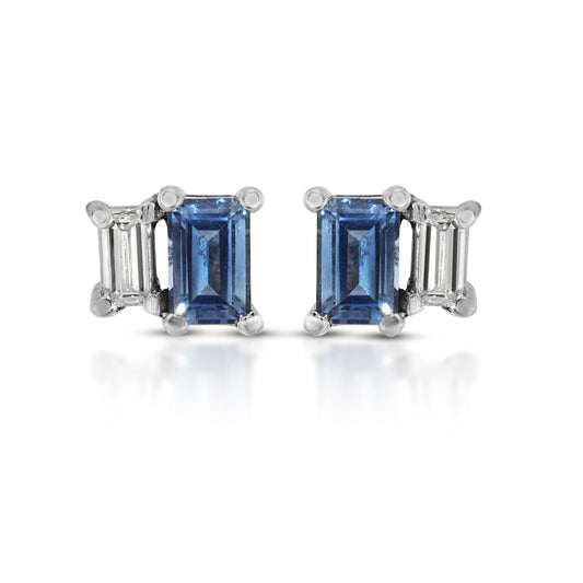 Sapphire and Diamond 14k Stud Earrings - Danielle Morgan 