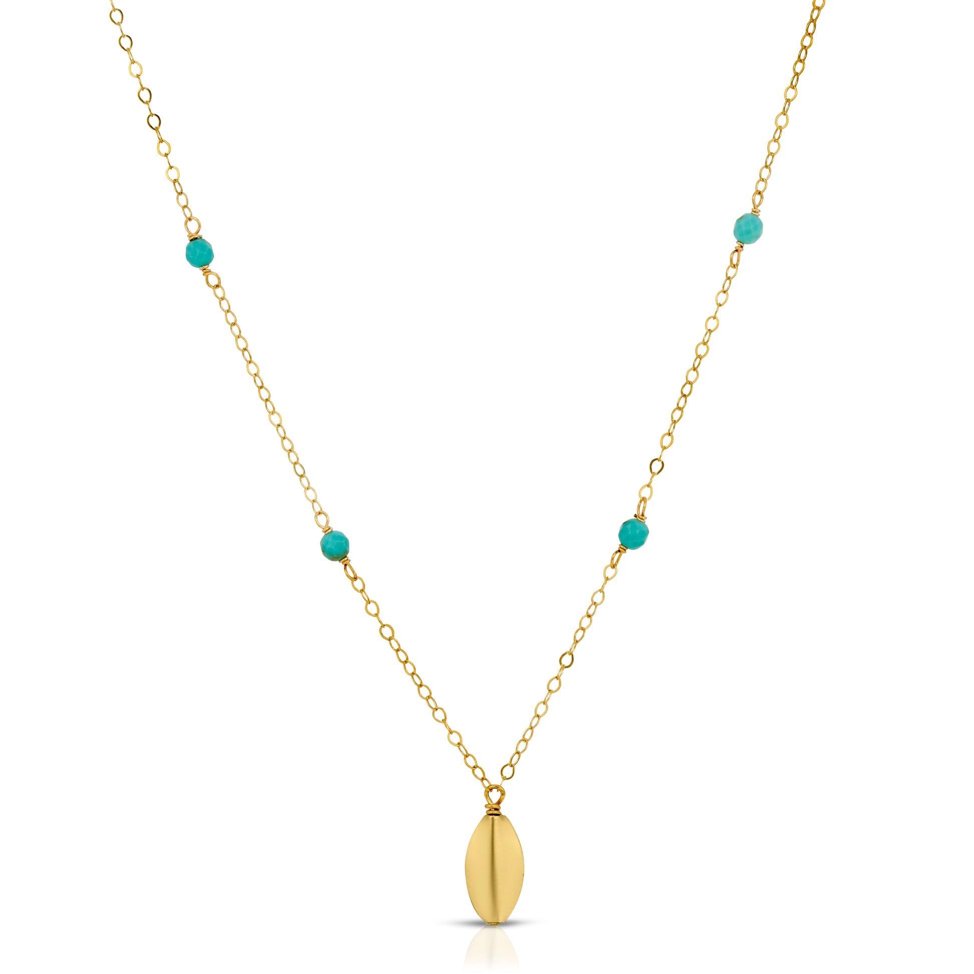 18K GOLD LEAF AND TURQUOISE NECKLACE - Danielle Morgan 