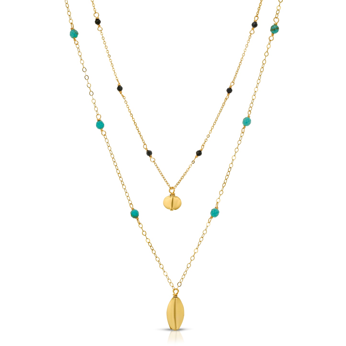 18K GOLD LEAF AND TURQUOISE NECKLACE - Danielle Morgan 
