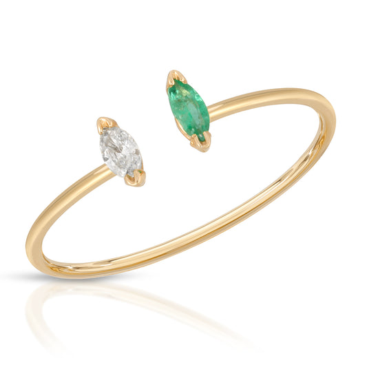 danielle-moosbrugger,EMERALD AND DIAMOND MARQUISE RING,ring