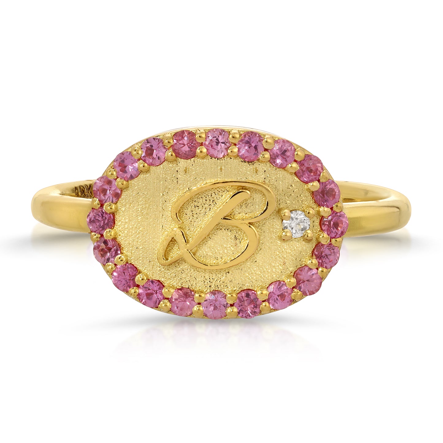 Pink Sapphire Initial Cuff Ring